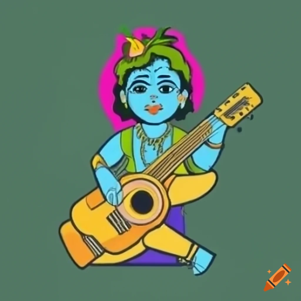 Krishna playing the guitar