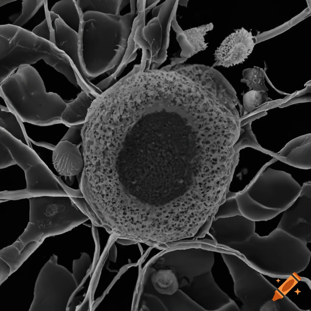 black and white image of flower petals under electron microscope