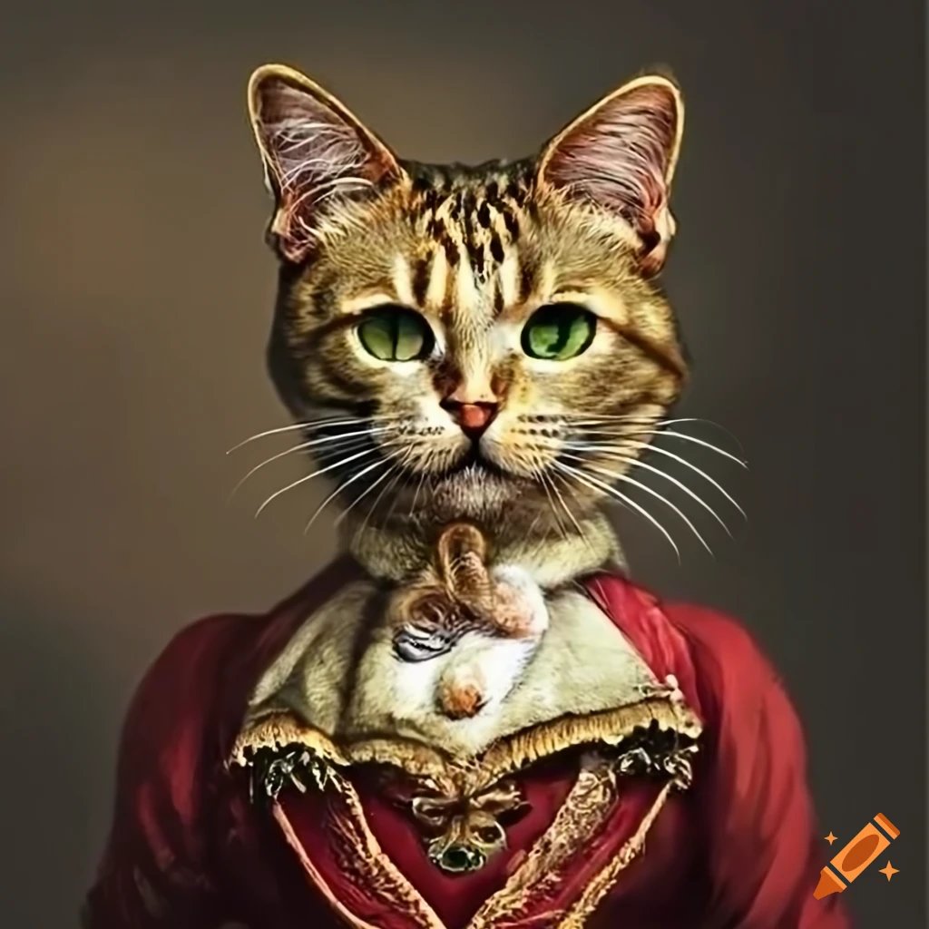 Victorian style cat illustration on Craiyon