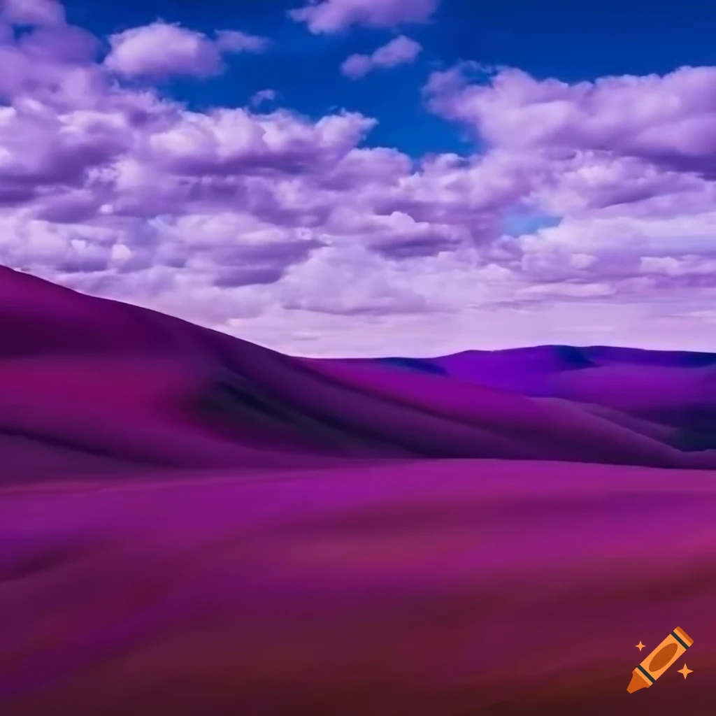 purple hills blending into blue sky