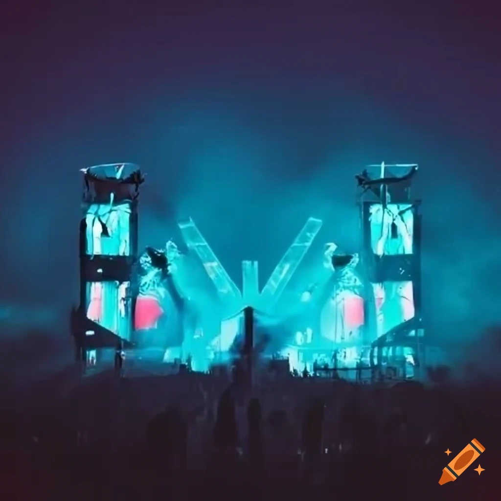 Colorful Main Stage At A Winter Electronic Music Festival On Craiyon