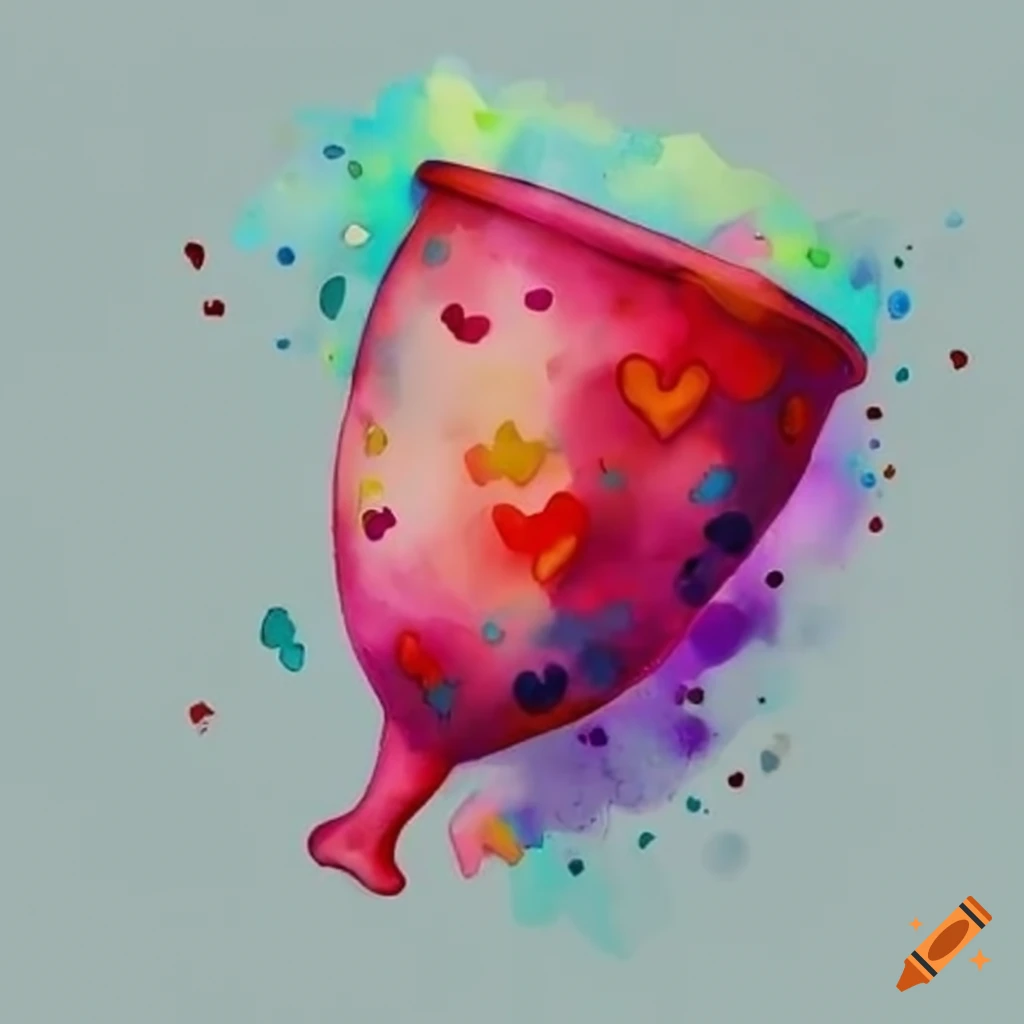 close-up of hearts inside a menstrual cup