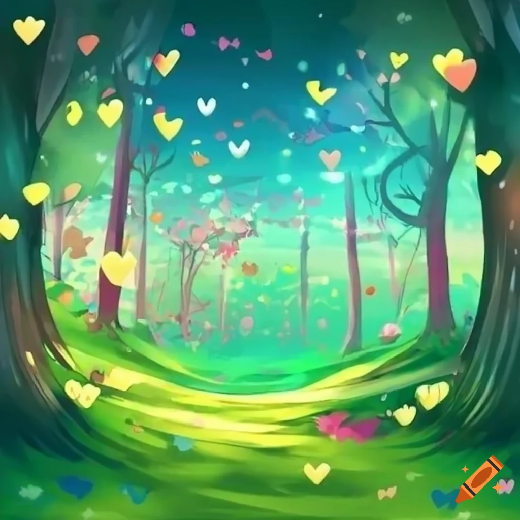 Imagem colorida da floresta no estilo anime