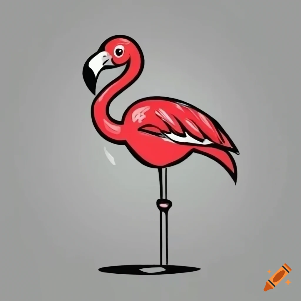 cartoon flamingo wearing a red t-shirt