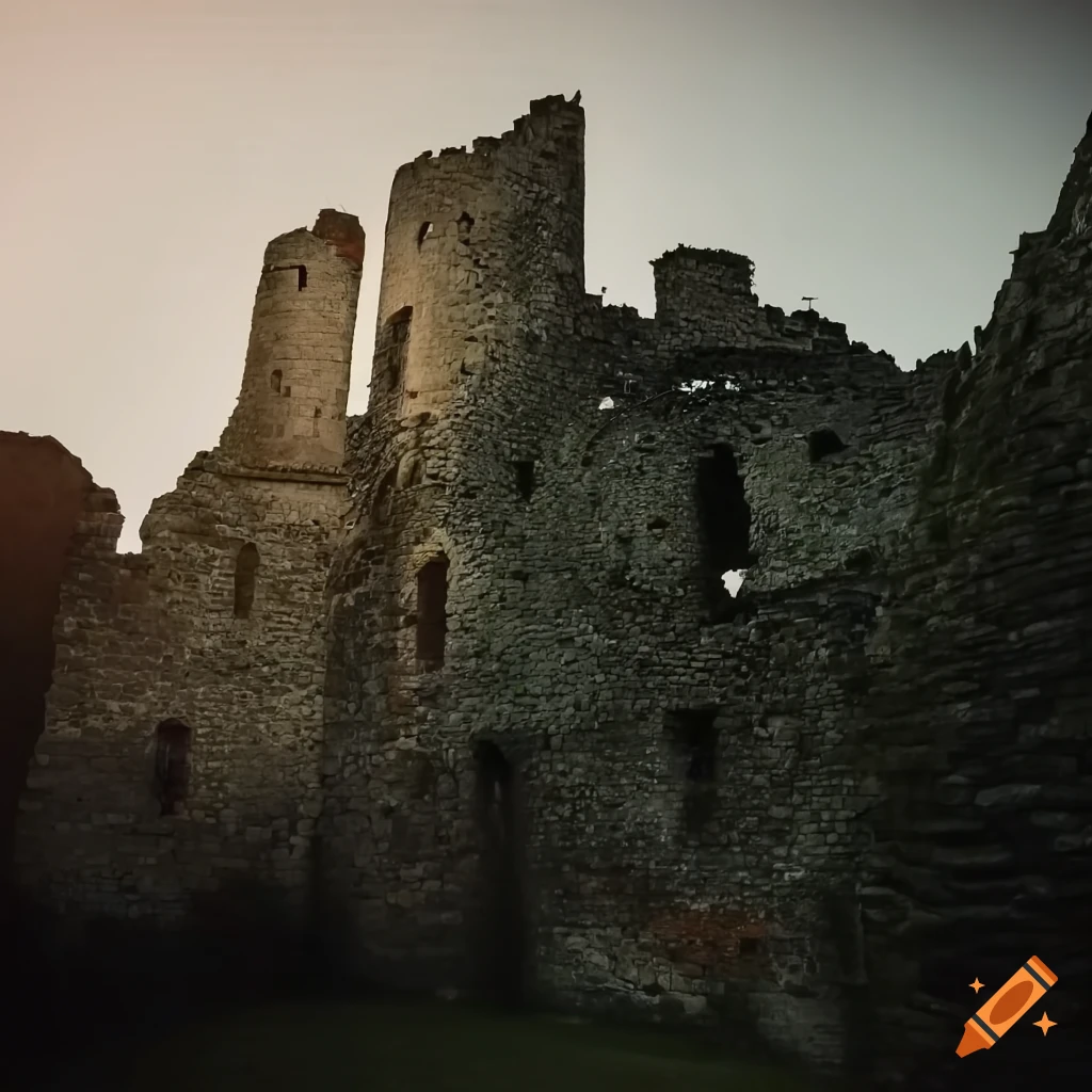 Picture of a medieval castle ruin in the woods on Craiyon