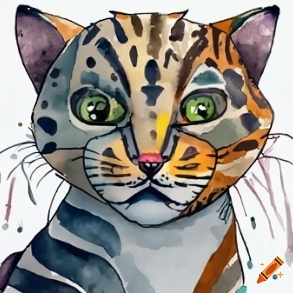 Surprised wild cat cartoon in 16bit color