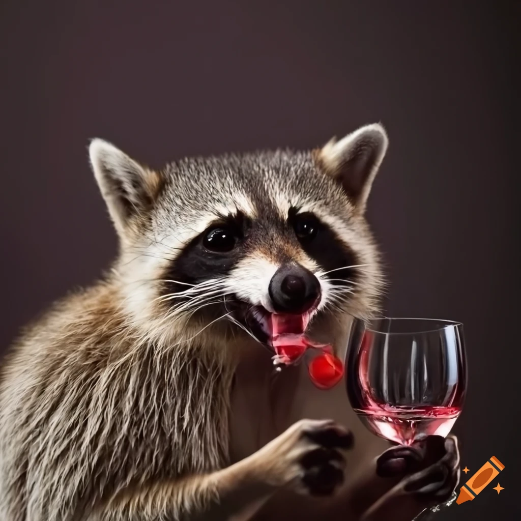 Raccoon sommelier pouring wine on Craiyon