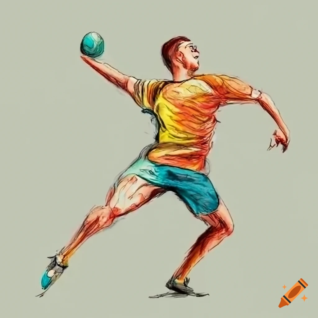 two men playing handball in a 2d perspective