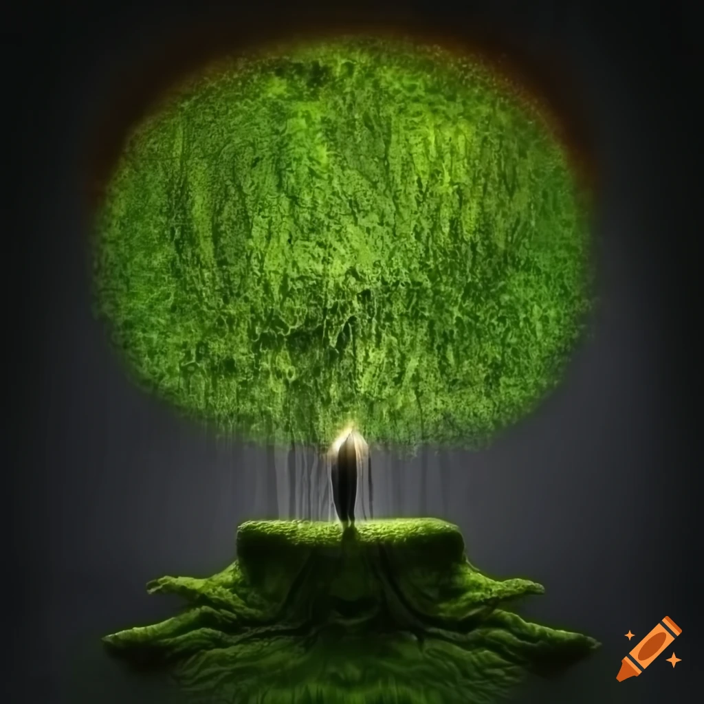 Lone Glowing Tree, tree, leaves, fantasy, green, HD wallpaper