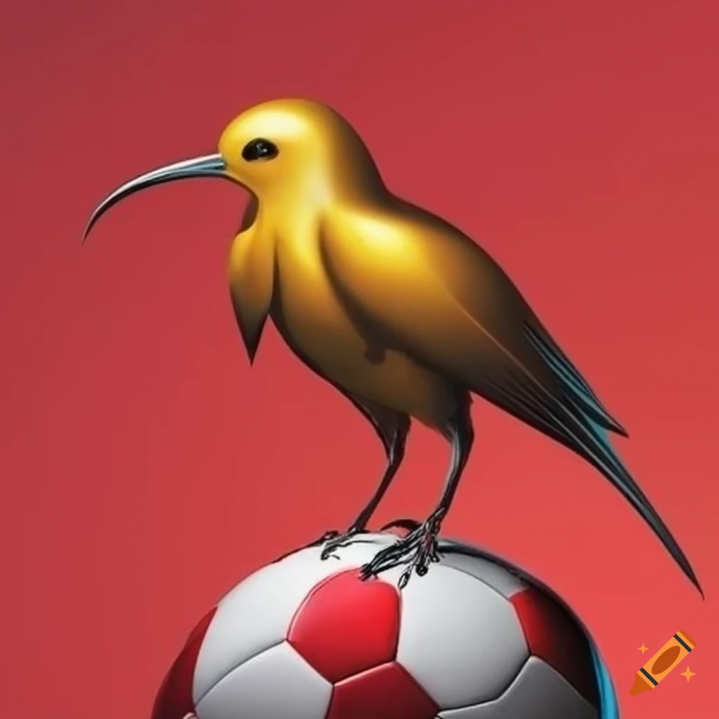 Goldenbird as a Disney character holding a red and white football