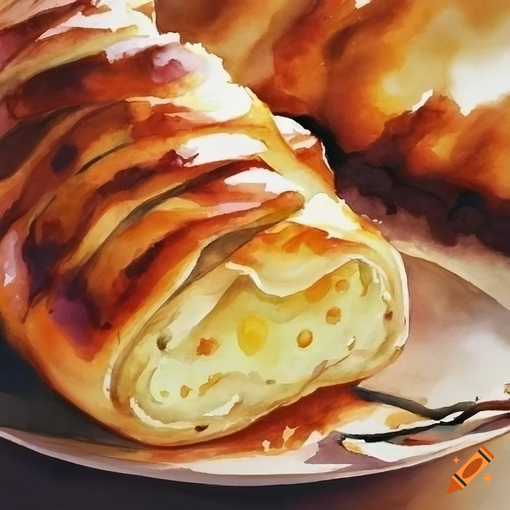 Watercolor Painting Of Bulgarian Banitsa watercolor-painting-of-bulgarian-banitsa