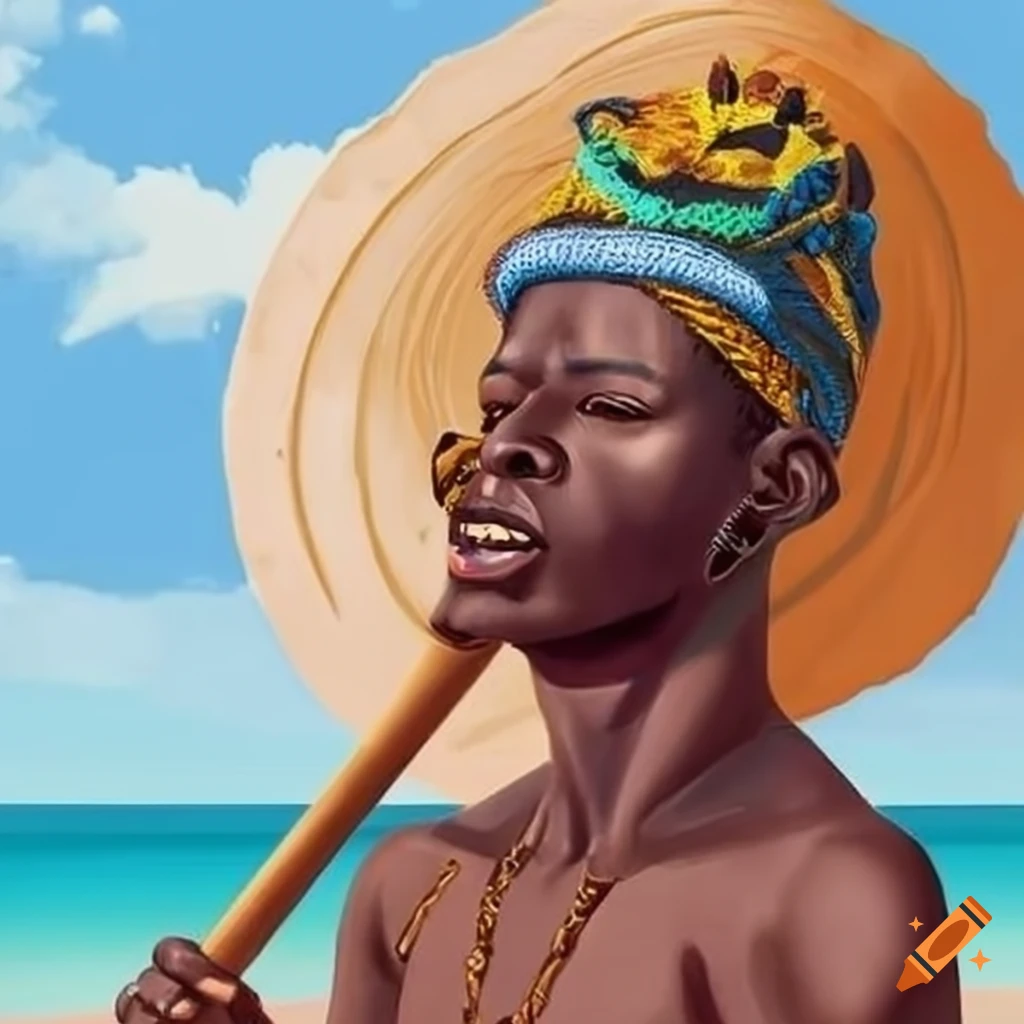 Africano umbanda man at the beach