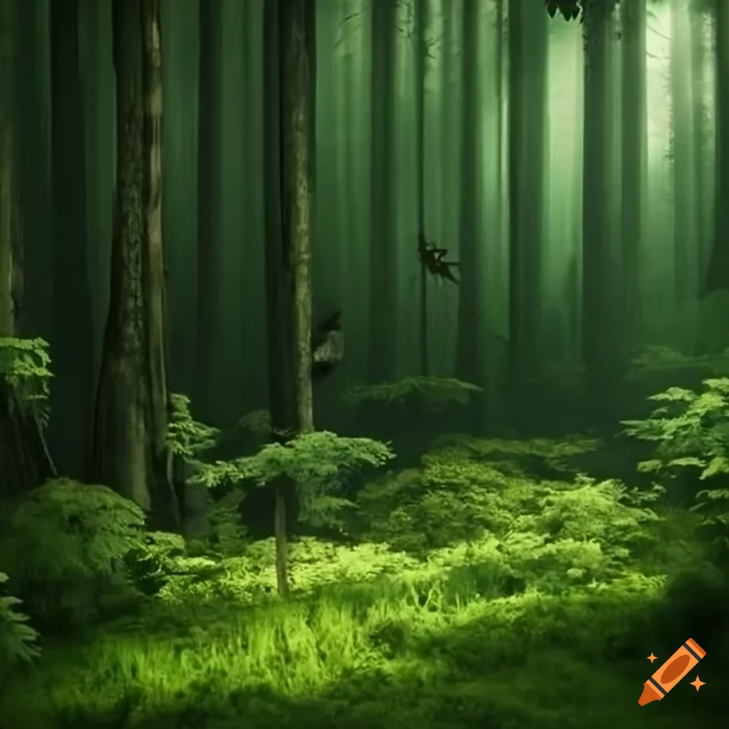 pristine forest with diverse flora and fauna
