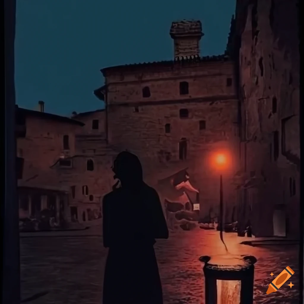 lo-fi aesthetic film poster for a Montepulciano wuxia film