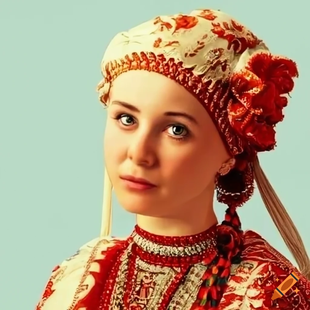 Person wearing traditional russian clothing on Craiyon