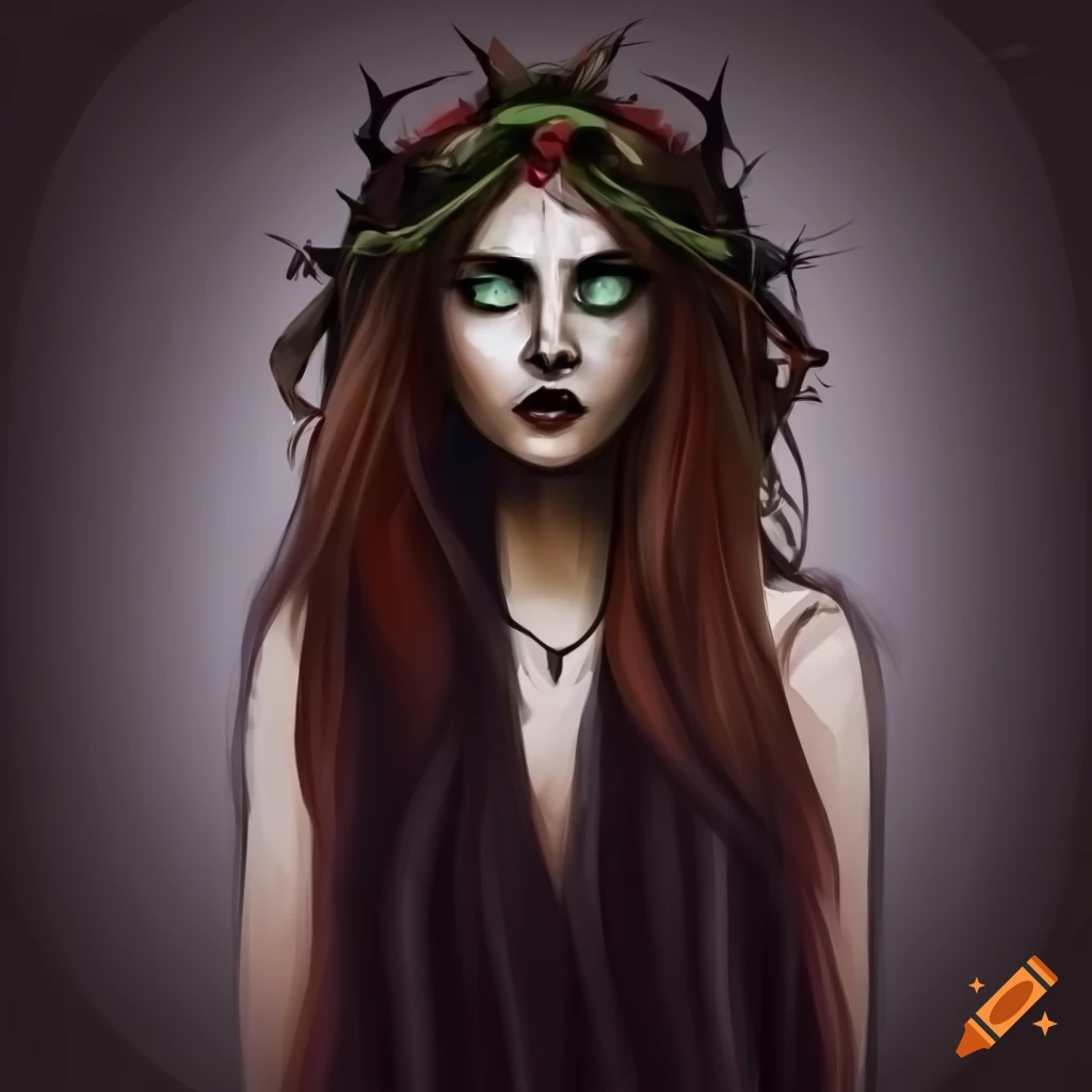 Portrait of a woman with green eyes and brown hair on Craiyon