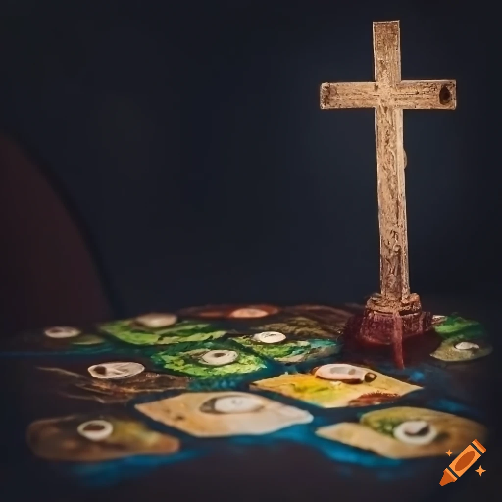 photo of Christian cross on a Settlers of Catan board
