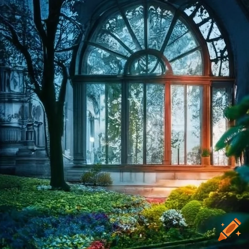 Crystal windows in a dresden garden house