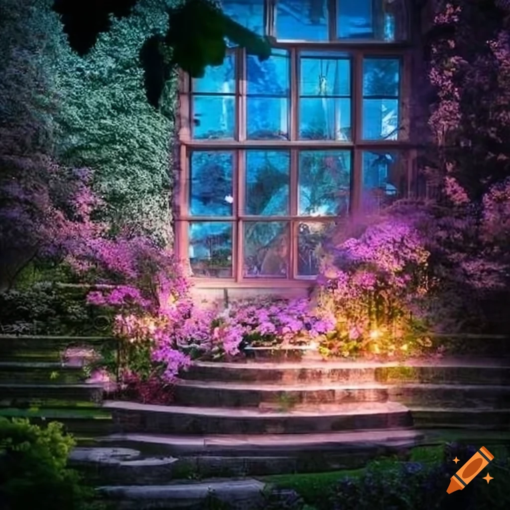 View of crystalcovered window in dresden garden house on Craiyon