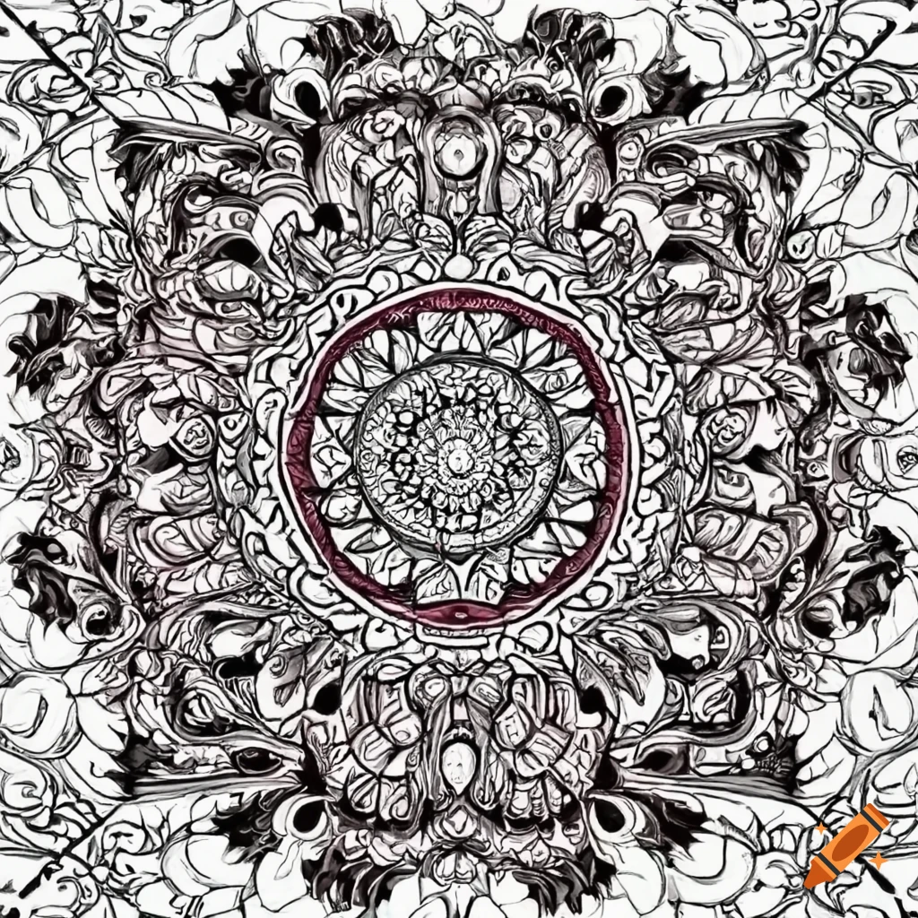 Mandala coloring page for relaxation on Craiyon