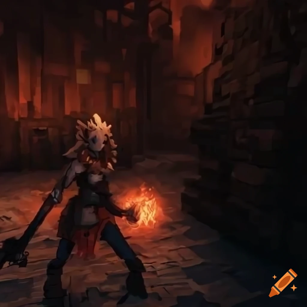 Character illustration of a strong anime viking girl with red hair and