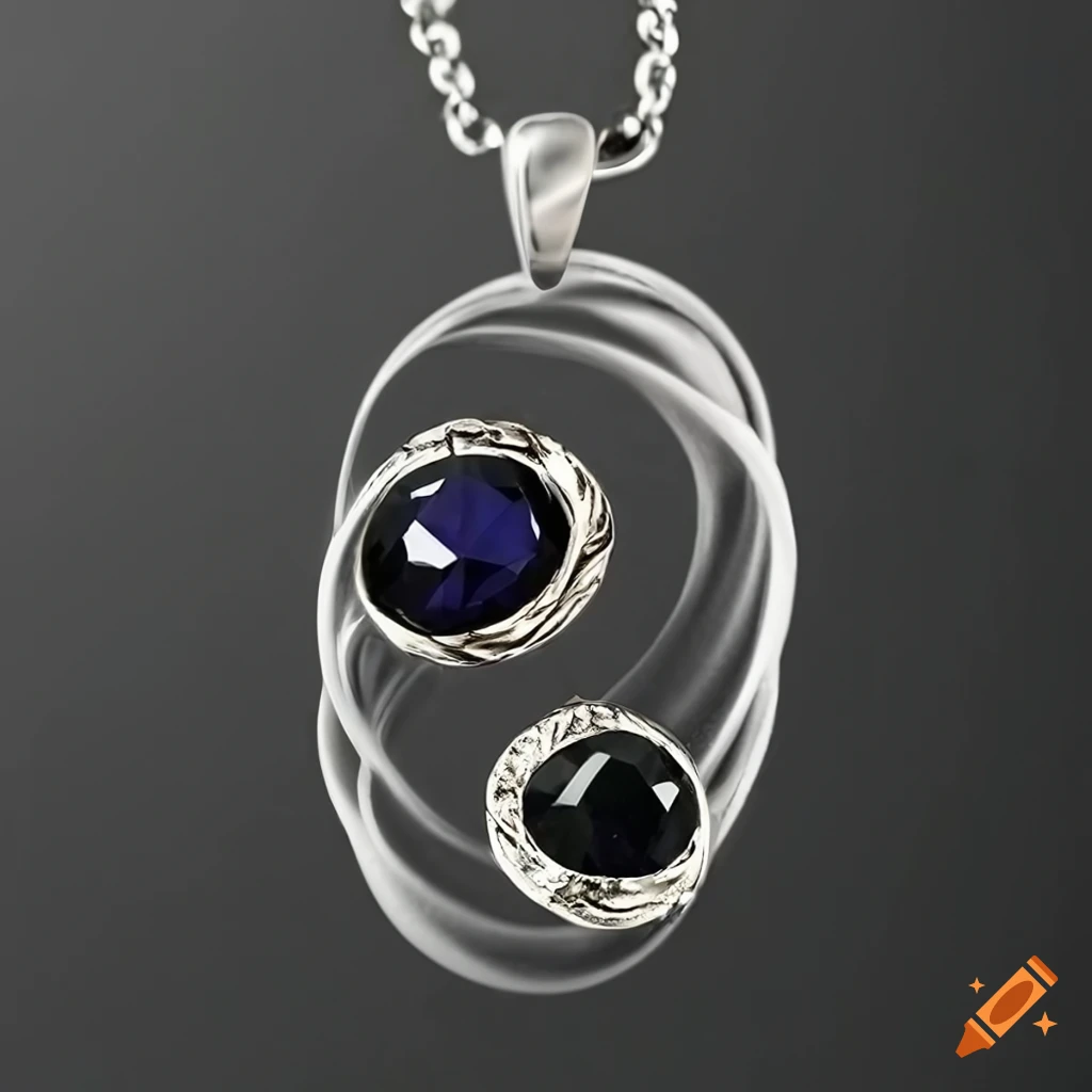 obsidian pendant with black diamond and silver braided border
