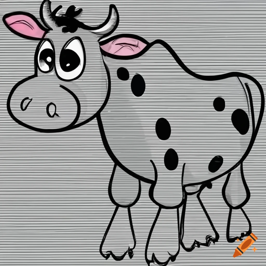 How to Draw a Cartoon Cute Cow,Drawing Animal | Cow drawing, Animal drawings,  Cute cows
