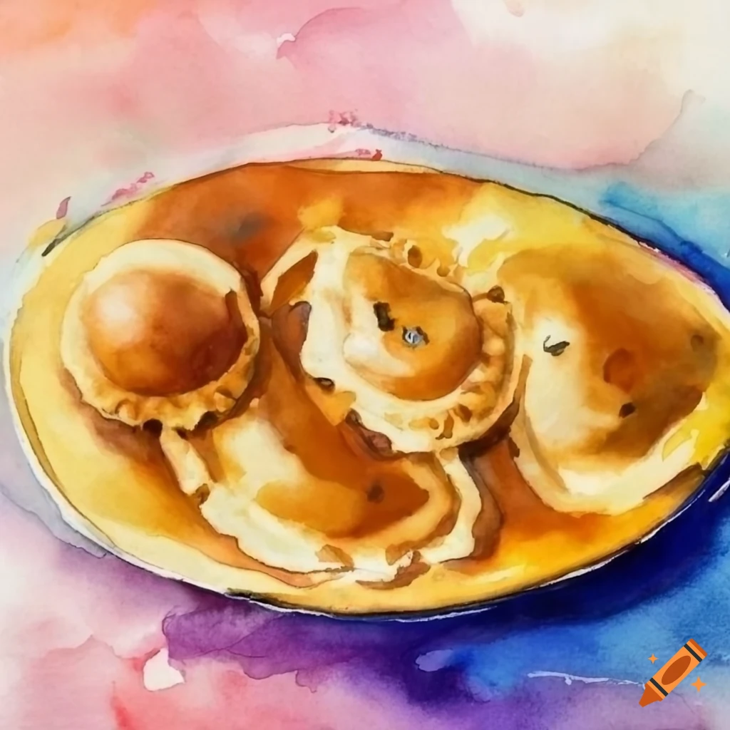 Watercolor painting of polish pierogi on Craiyon