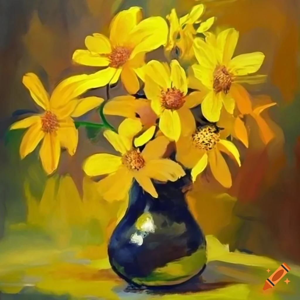Painting of vibrant yellow flowers