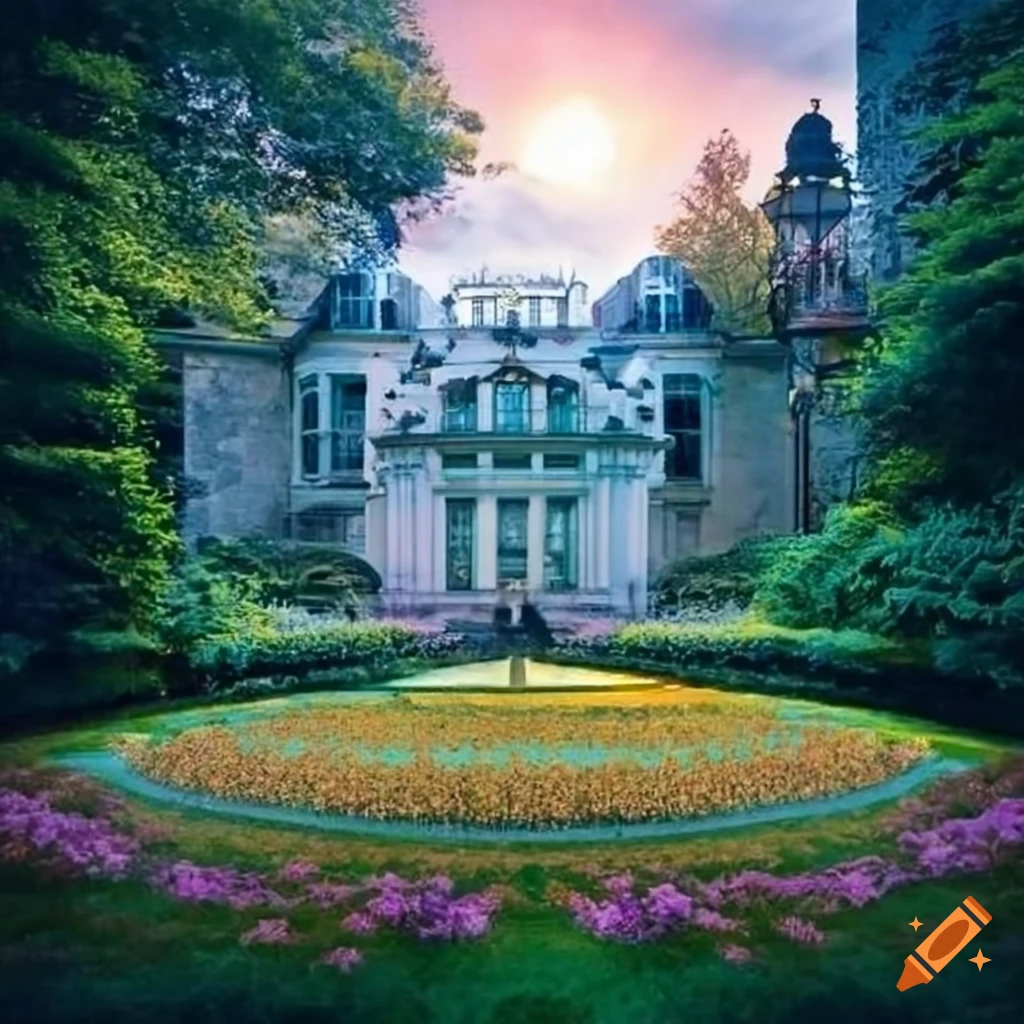 Dresden garden house with crystal windows on Craiyon