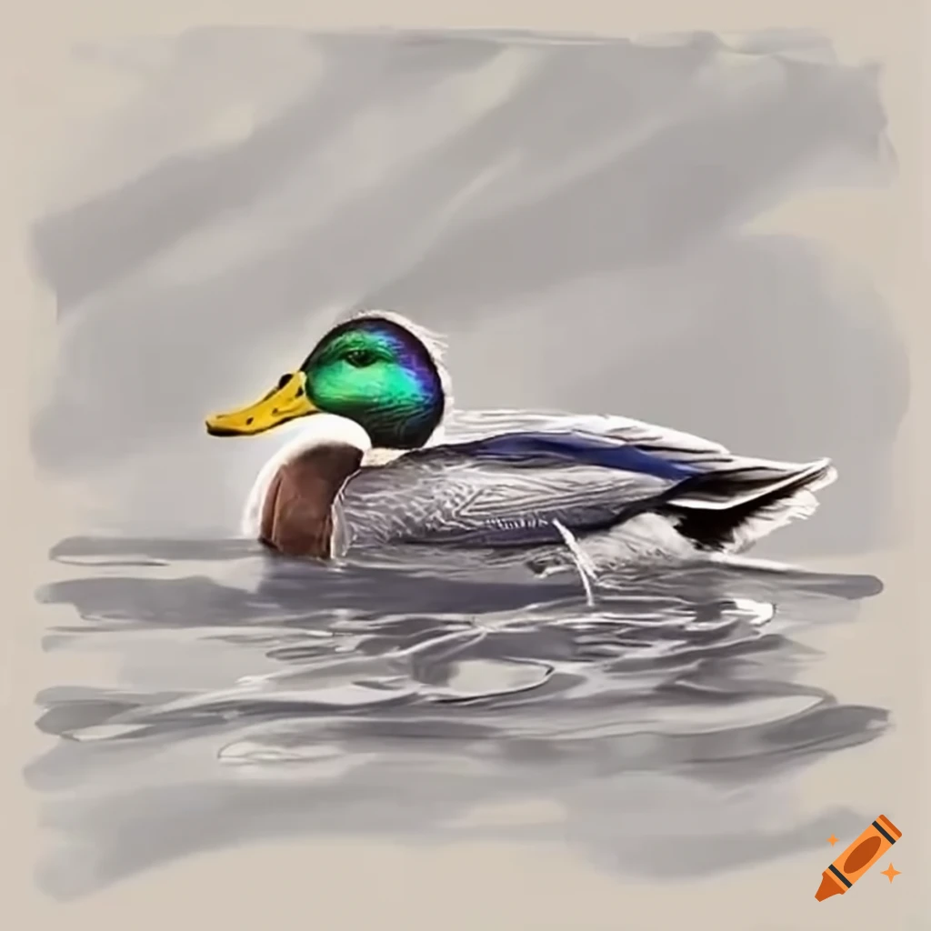 swimming duck art, drawing duck art logo, food farm Stock Vector | Adobe  Stock