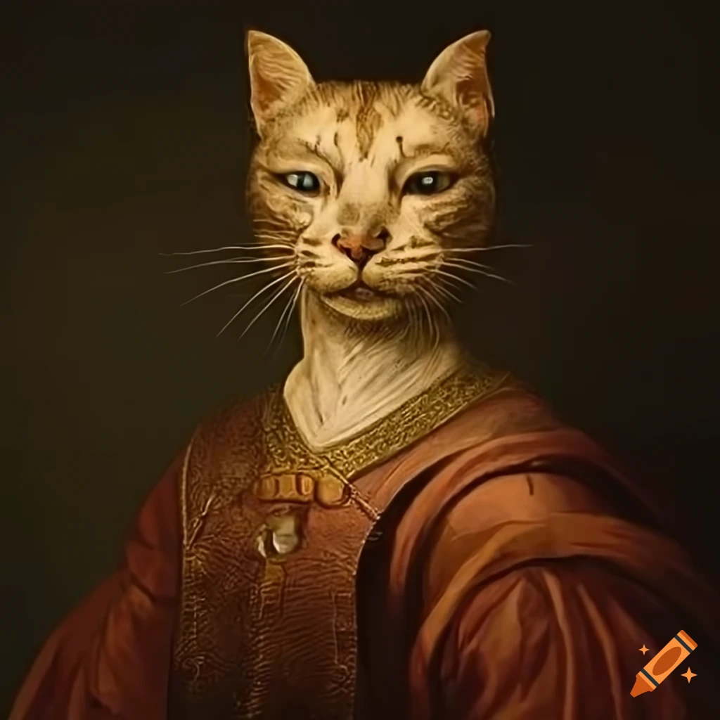 artwork of a nobleman with a feline face