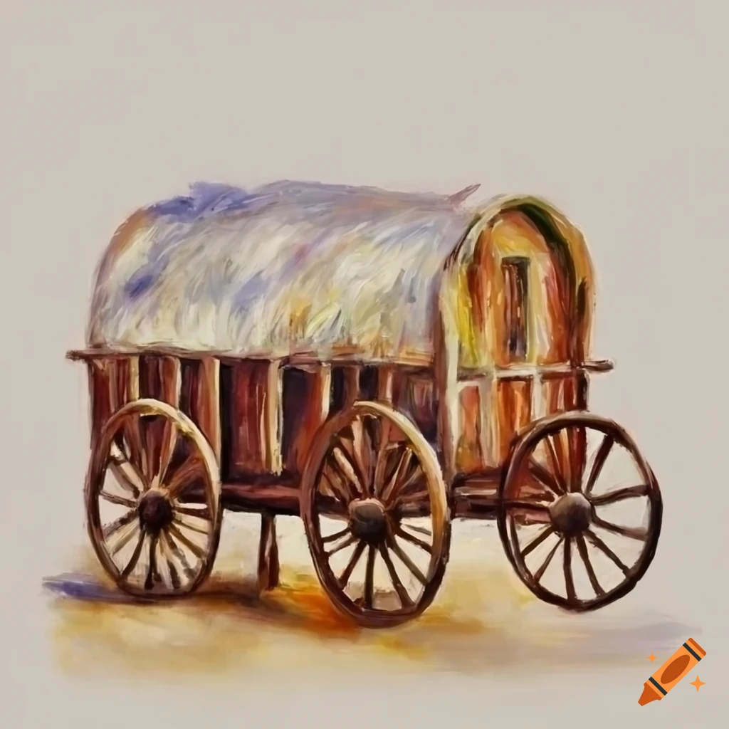 Renoir style oil painting of a wagon