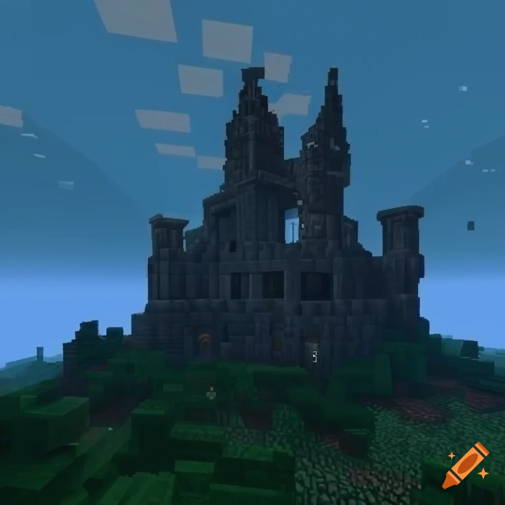 Image of abandoned castle ruins in minecraft