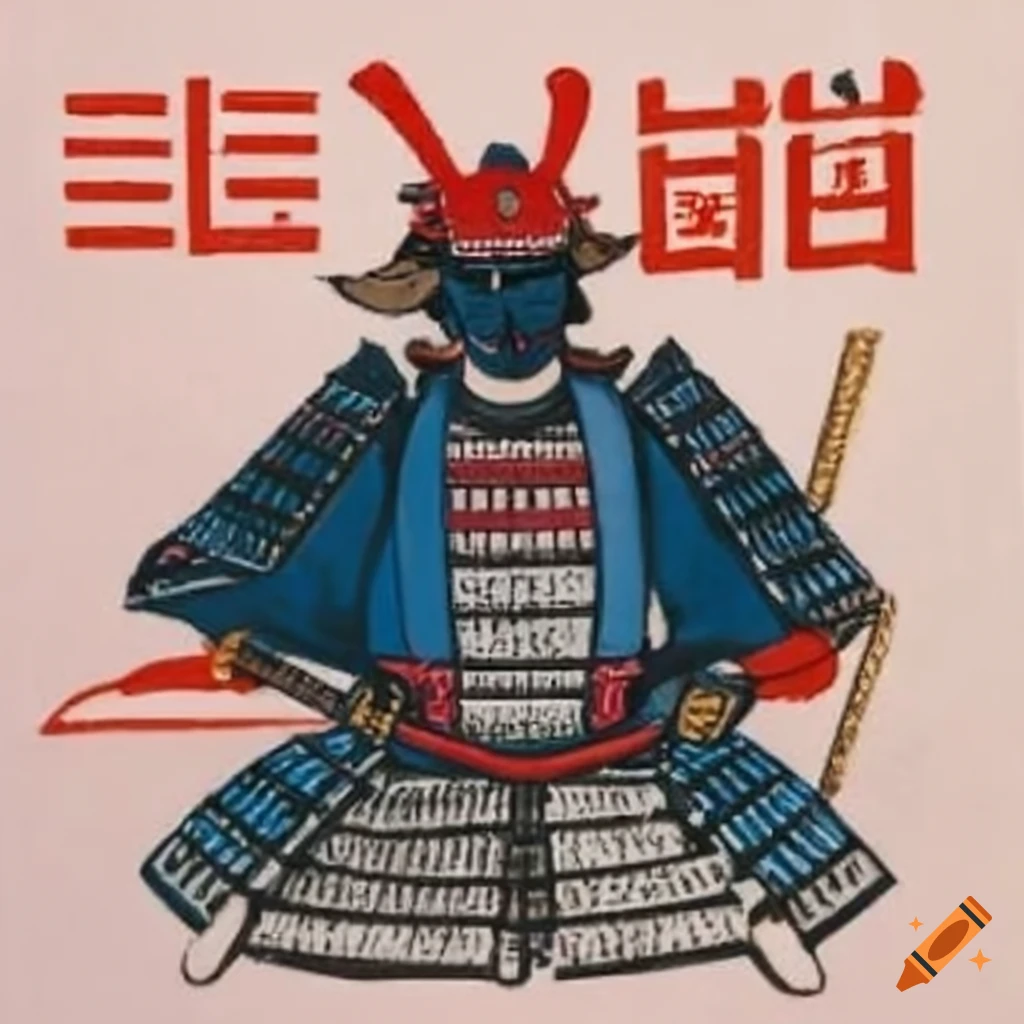 artwork of a samurai with chinese text