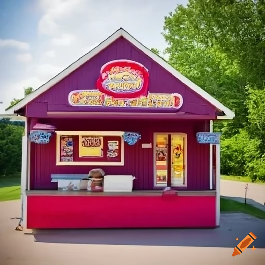 Exterior view of an ice cream shack on Craiyon