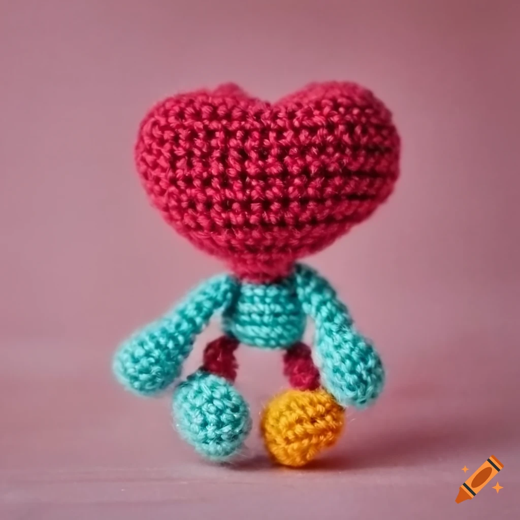 photo of an adorable amigurumi heart figure