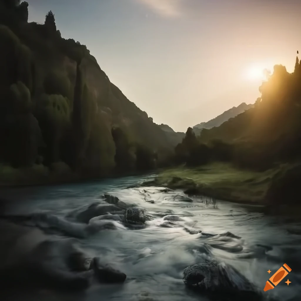 Mediterranean Rivers Serene Mediterranean river scenery on Craiyon