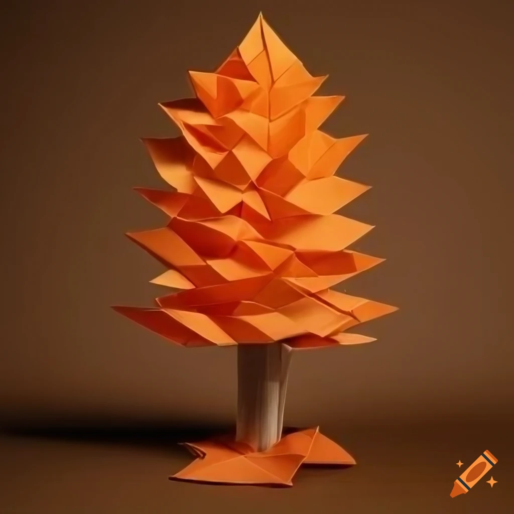 orange autumn tree made of paper