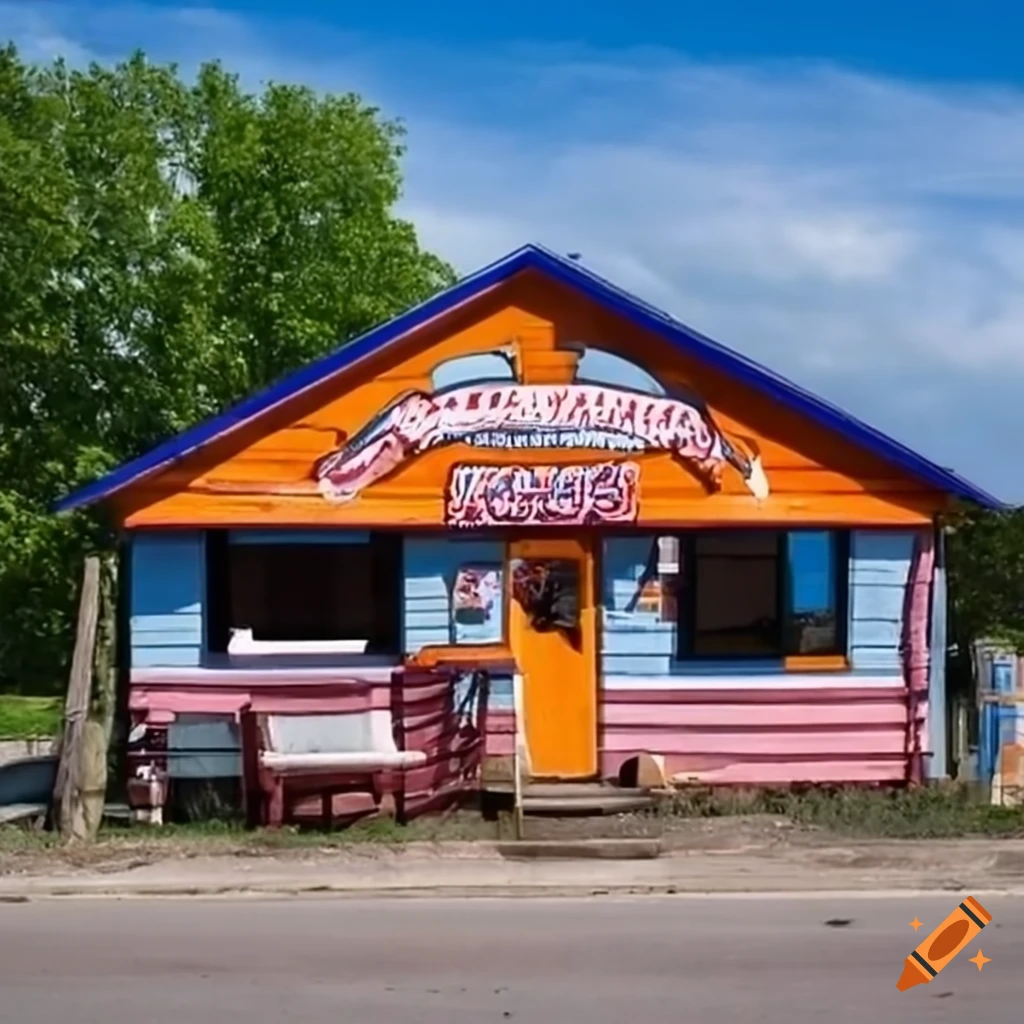 Exterior view of an ice cream shack on Craiyon