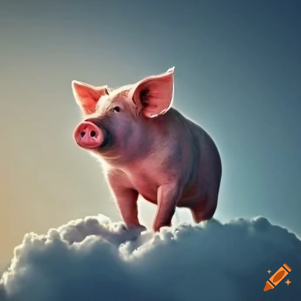 pig sitting on a cloud