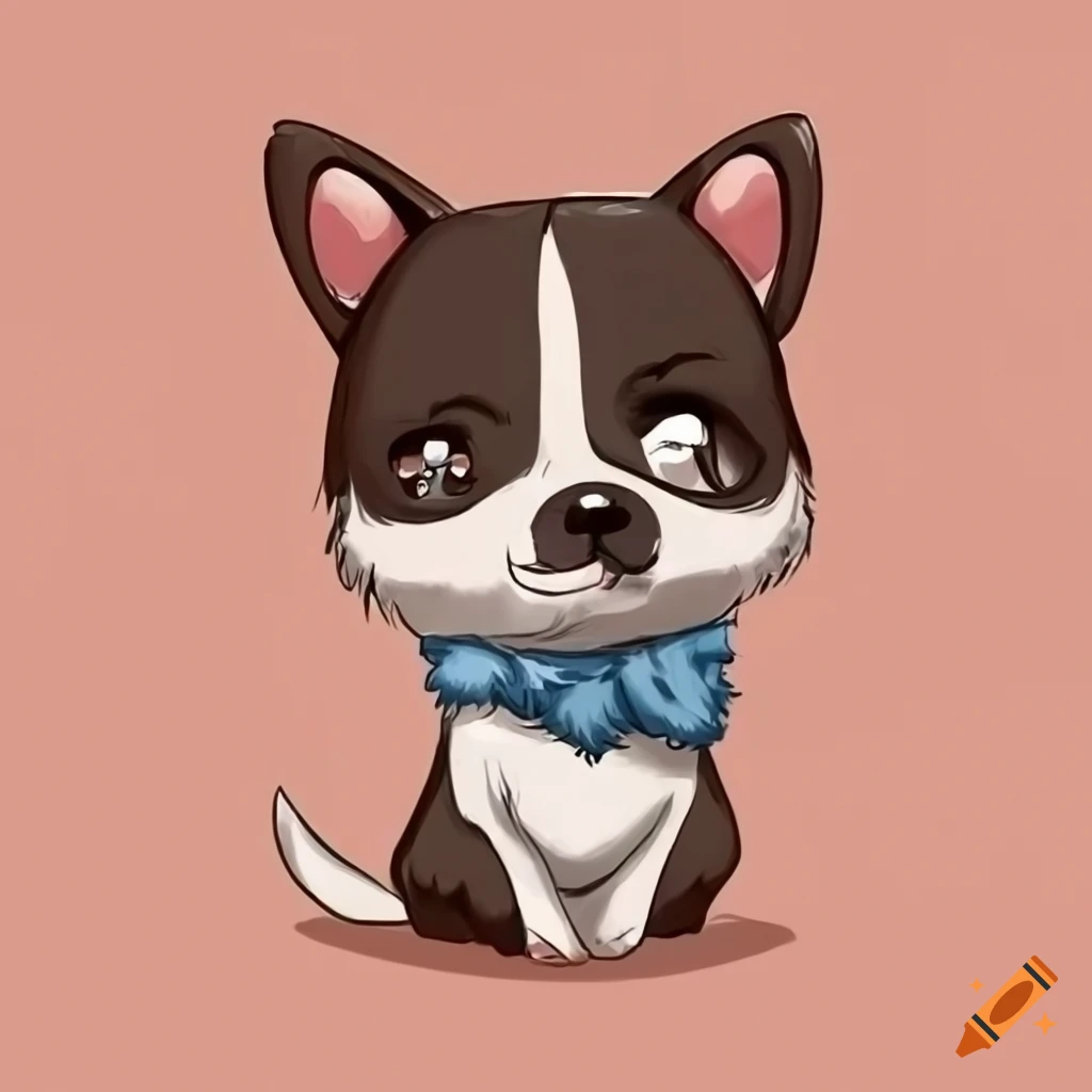 Crie um desenho de cachorro fofo em estilo kawaii
