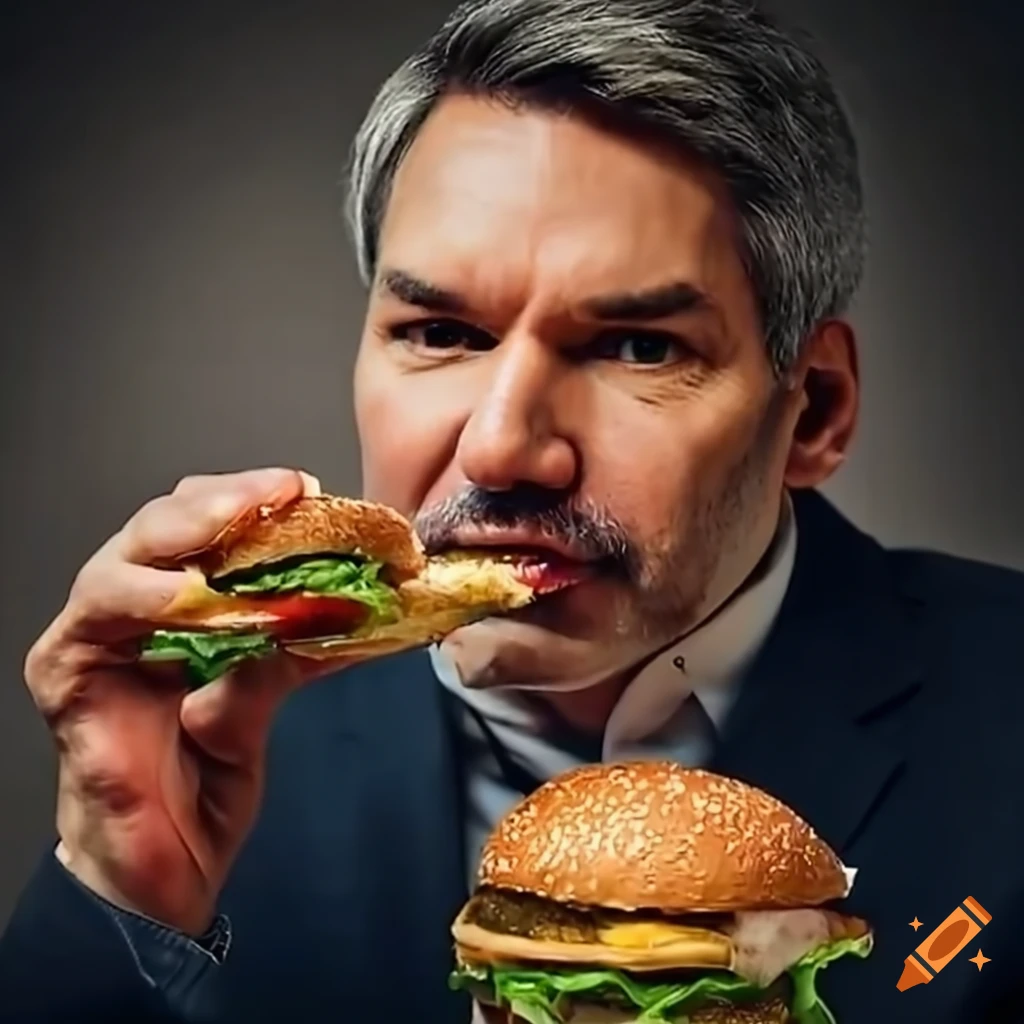 satirical-image-of-karl-nehammer-with-a-burger-and-a-mcdonald-s-cap-on