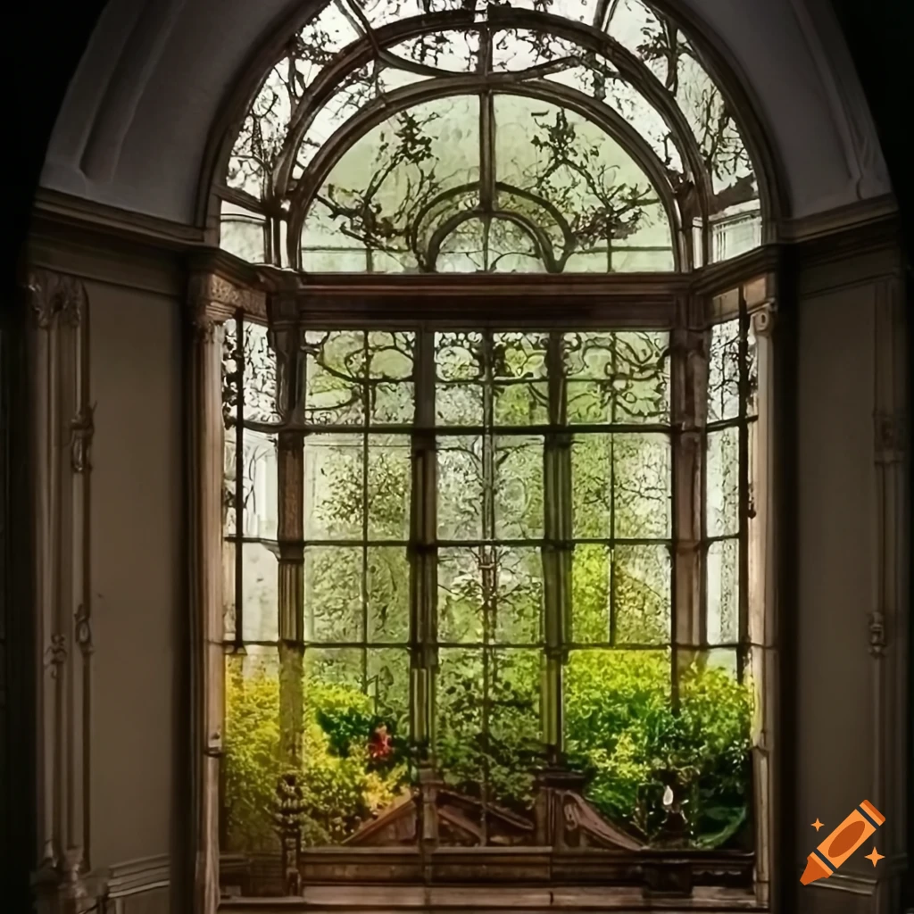 Crystalwindowed garden house at dawn on Craiyon