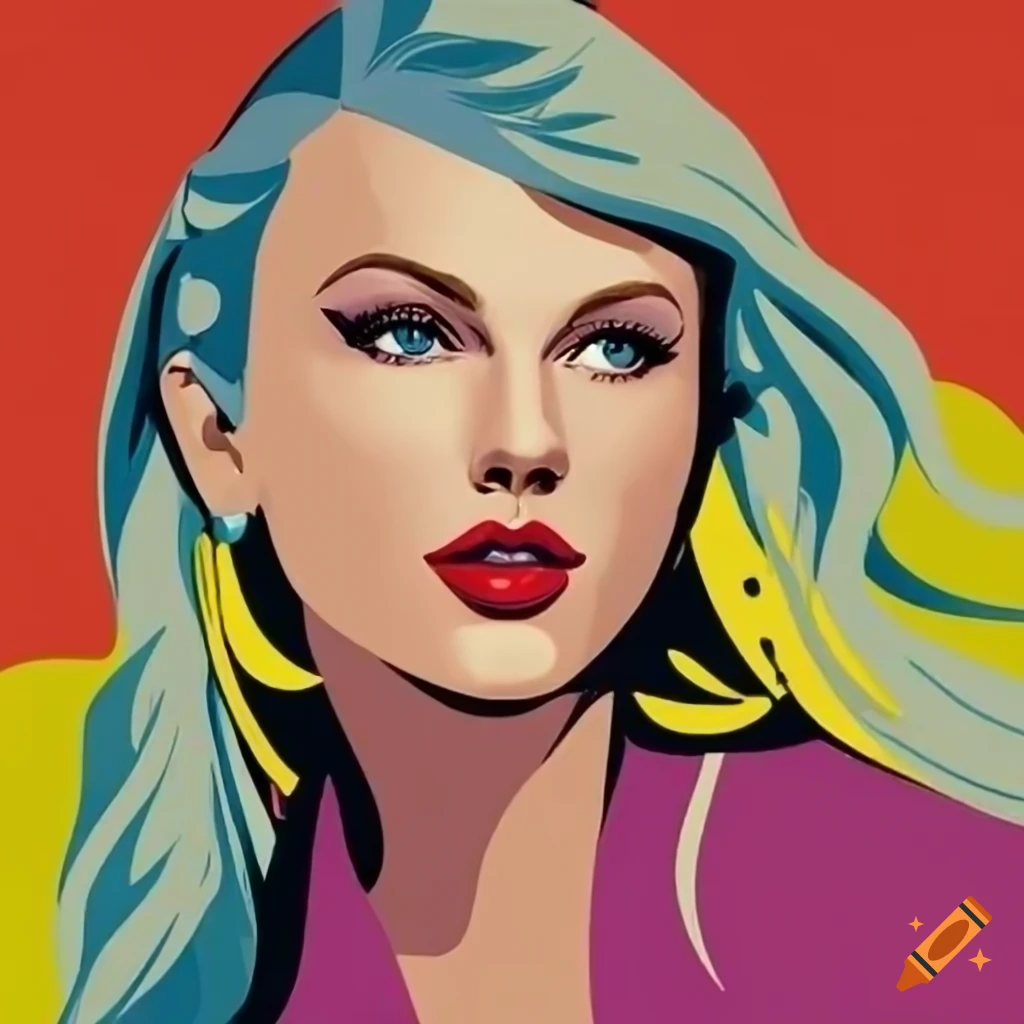 Illustrated Portrait Of Taylor Swift In Roy Lichtenstein Style On Craiyon