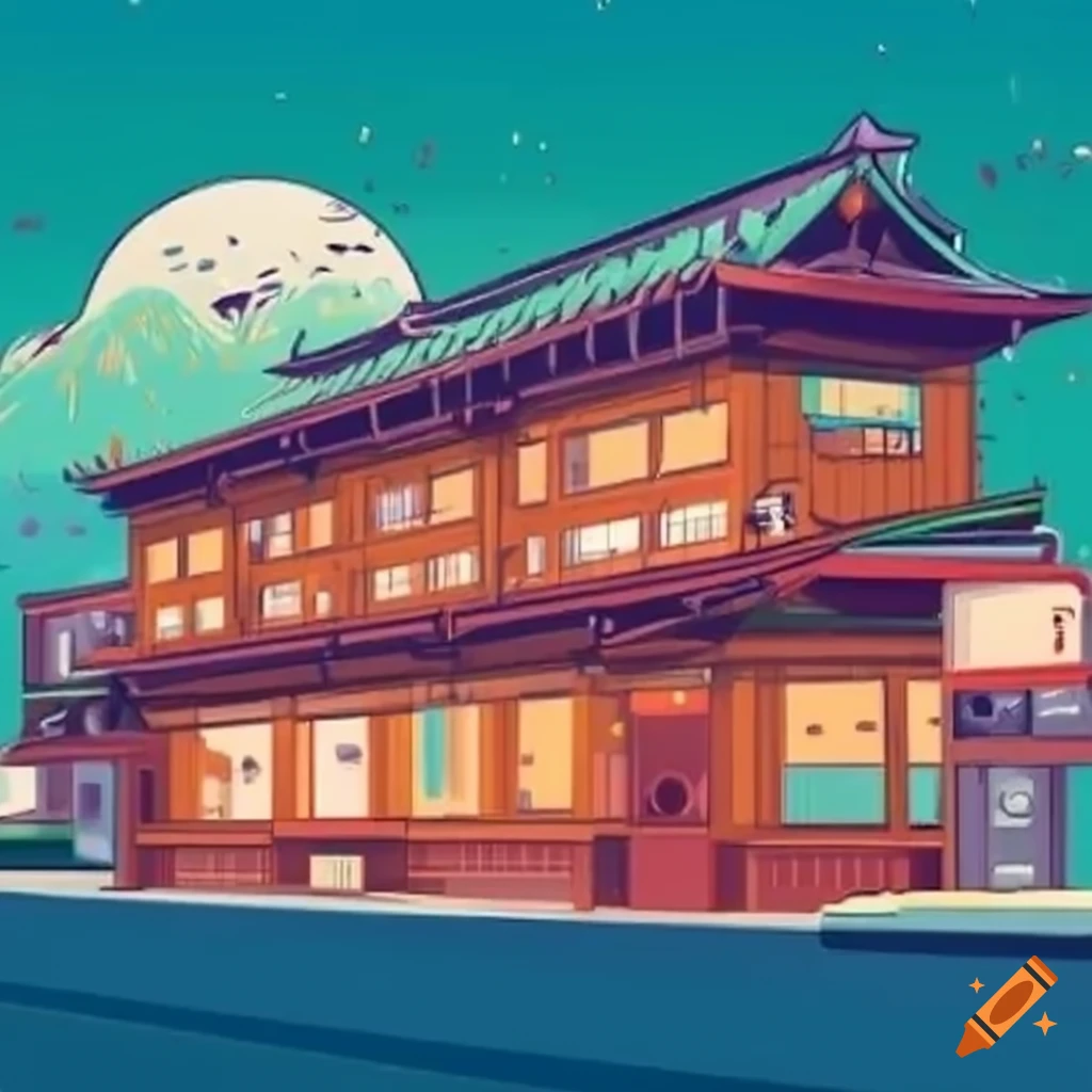 Anime style Illustration Of A Japanese City