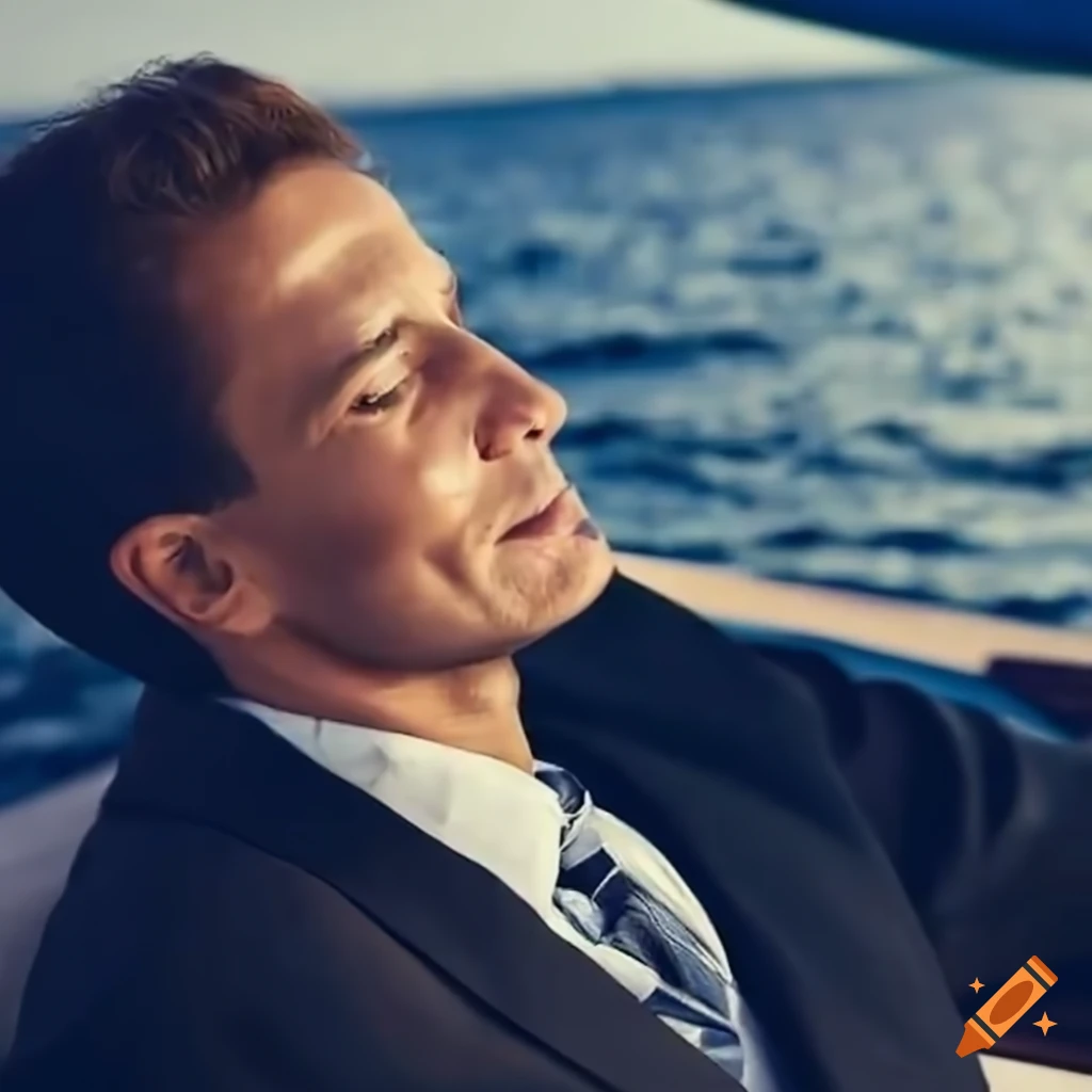 relaxed businessman on a yacht