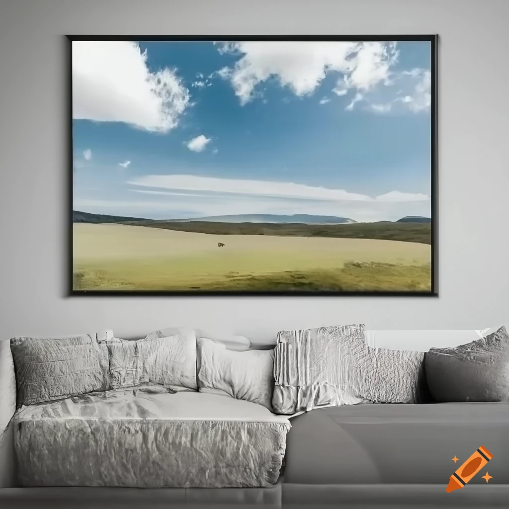 impressive landscape poster on a wall