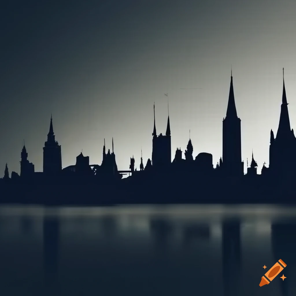 silhouette of a gothic city skyline
