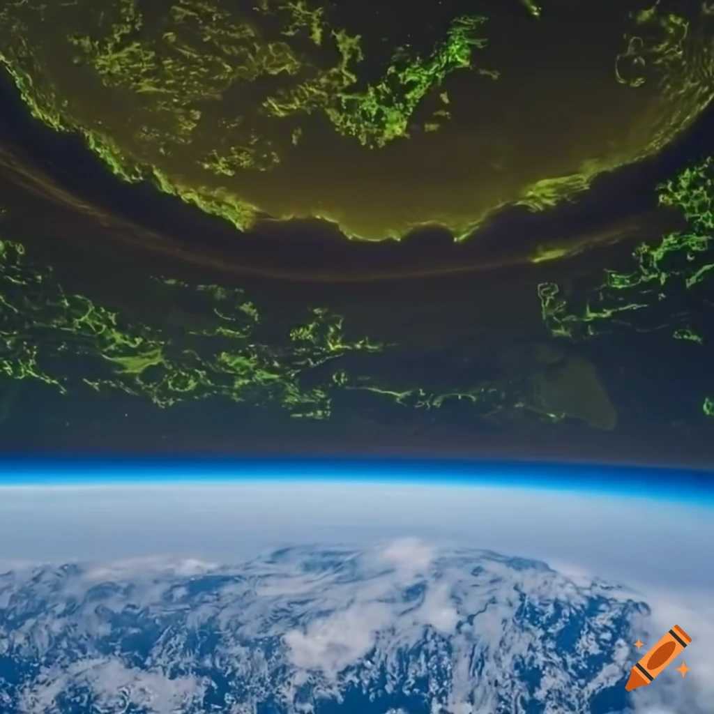 fisheye view of alien meadows seen from ISS